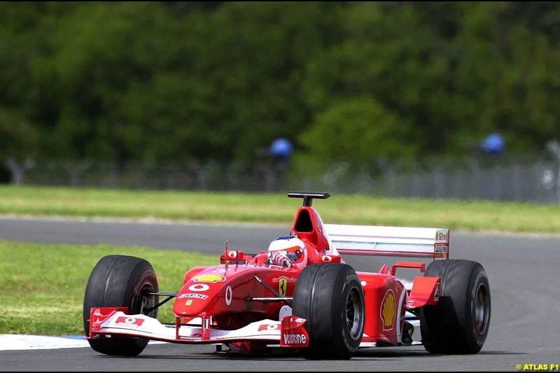 Rubens Barrichello, Ferrari, 2002 Formula One Testing, Silverstone, England. 29th May 2002. 
