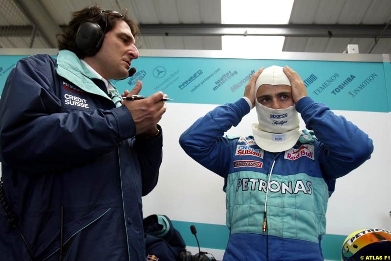 Felipe Massa, Sauber, 2002 Formula One Testing, Silverstone, England. 29th May 2002. 
