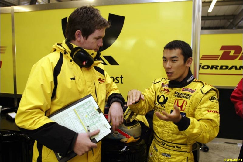 Takuma Sato, Jordan, 2002 Formula One Testing, Silverstone, England. 1st May 2002.