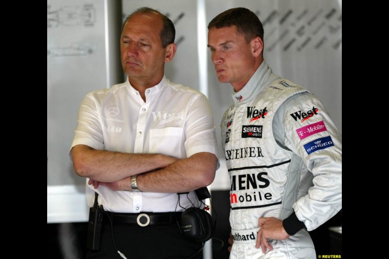 2002 Austrian Grand Prix - Friday free practice. A1 Ring, Austria. 10th May 2002. Ron Dennis and David Coulthard, McLaren