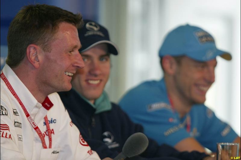 2002 Austrian Grand Prix, A1 Ring, Austria. 9th May 2002. Thursday press conference, with Patrick Head, Paul Stoddart, Allan McNish, Nick Heidfeld and Jenson Button.