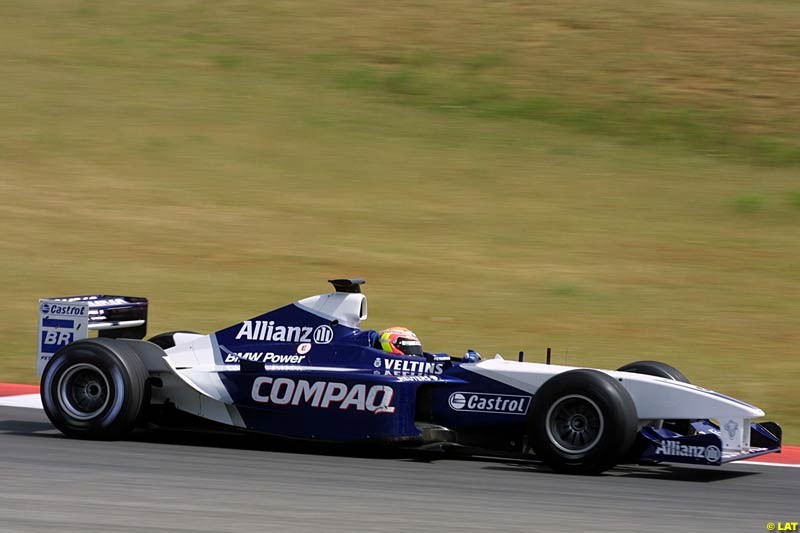 Antonio Pizzonia, Williams. Formula One Testing, Barcelona, Spain, 27 June 2002.