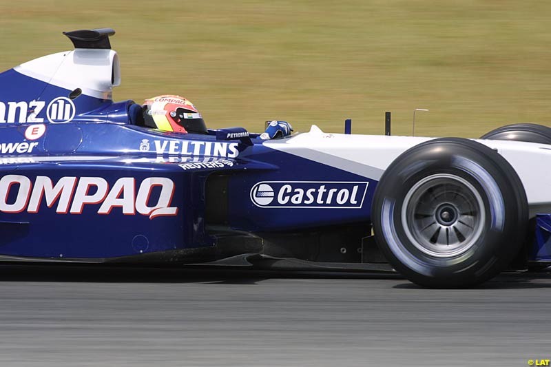 Antonio Pizzonia, Williams. Formula One Testing, Barcelona, Spain, 27 June 2002.