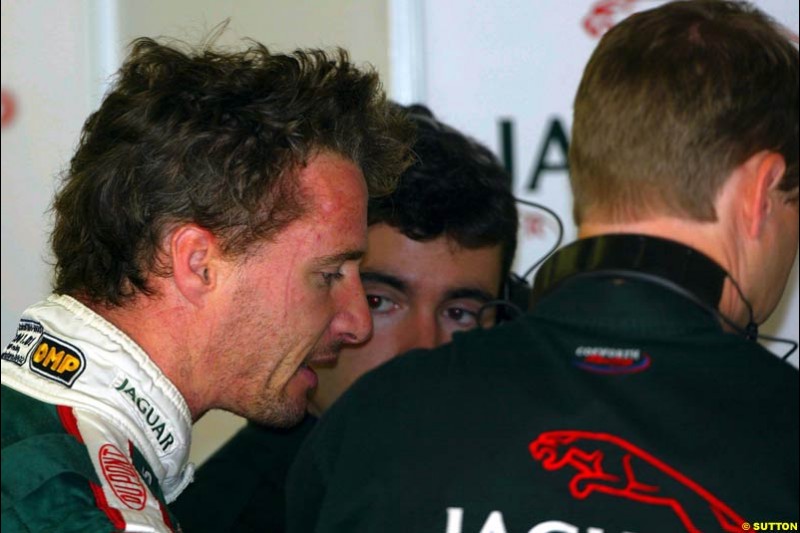 Eddie Irvine (GBR) Jaguar. Formula One Testing, Barcelona, Spain, 27 June 2002.