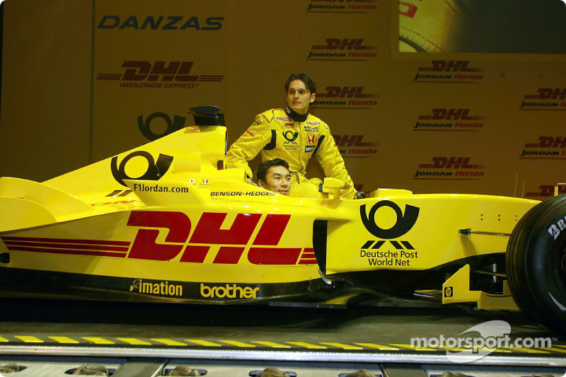 Takuma Sato et Giancarlo Fisichella avec la nouvelle Jordan Honda EJ12