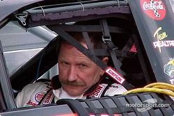 Dale Earnhardt in car before qualifying