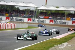 First lap: Eddie Irvine in front of the pack