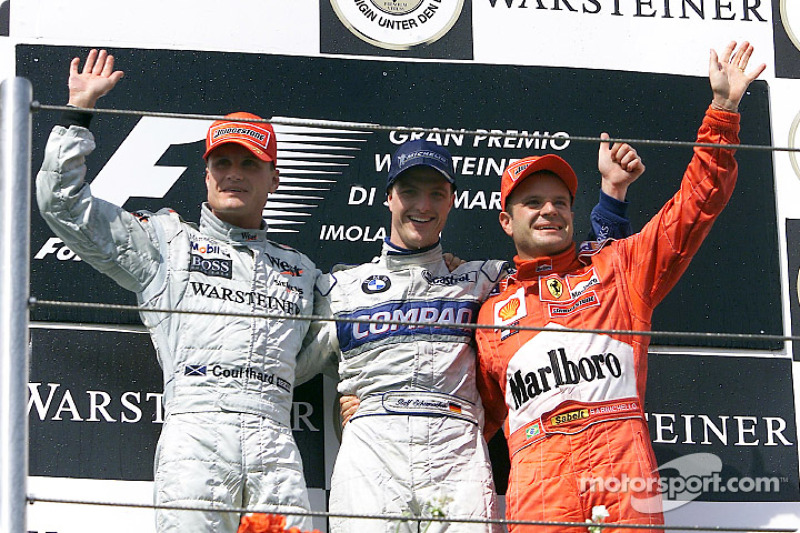 Le podium : David Coulthard, Ralf Schumacher et Rubens Barrichello