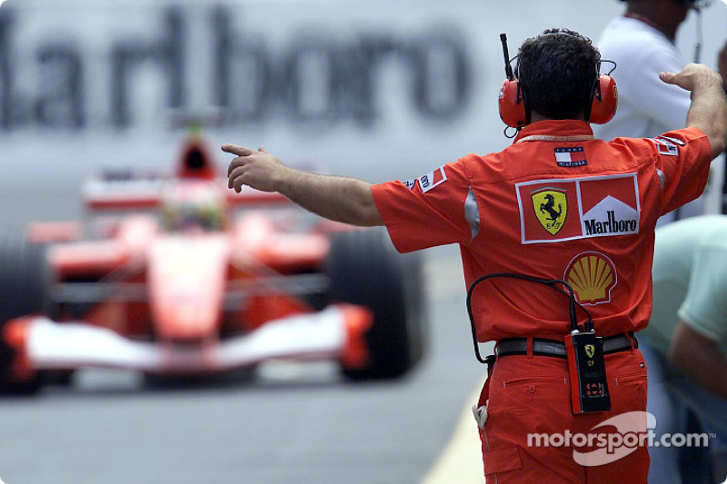 Rubens Barrichello in the pit lane