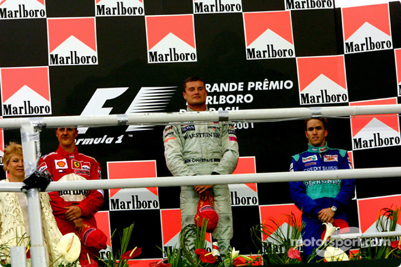 El podio: Michael Schumacher, David Coulthard y Nick Heidfeld