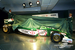 Luciano Burti and Eddie Irvine unveiling the Jaguar