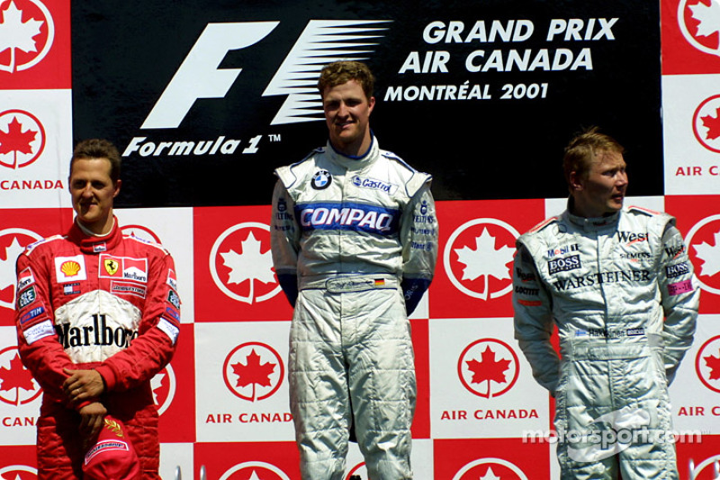 Podium: Michael Schumacher, Ralf Schumacher und Mika Häkkinen