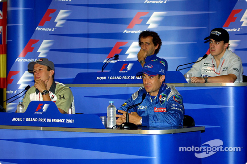 Conferencia de prensa: Olivier Panis, Jean Alesi, Alain Prost y Fernando Alonso