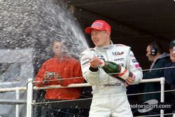 Mika Hakkinen celebrating