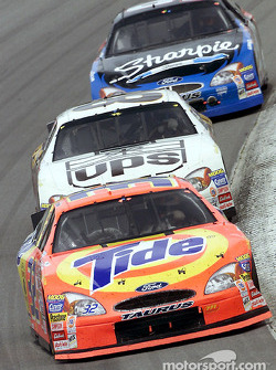 Ricky Creaven leads Dale Jarrett and Kurt Busch