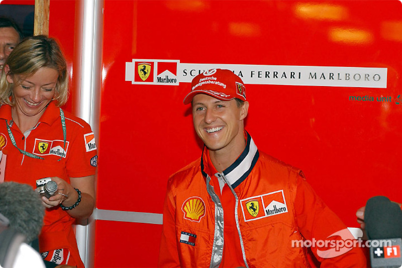 Michael Schumacher meeting the press on Thursday