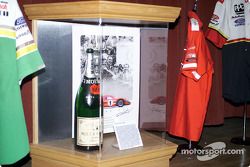 Victory Lane Champagne bottle from Dan Gurney and A.J. Foyt's 1967 victory at Le Mans; it was the first time champagne was used in a race care victory celebration