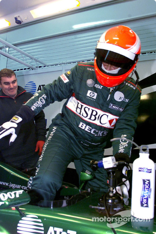 Niki Lauda taking place in the Jaguar R2
