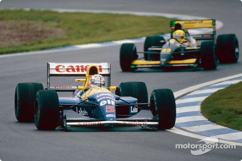 Nigel Mansell, Williams FW14B; Christian Fittipaldi, Minardi M191B