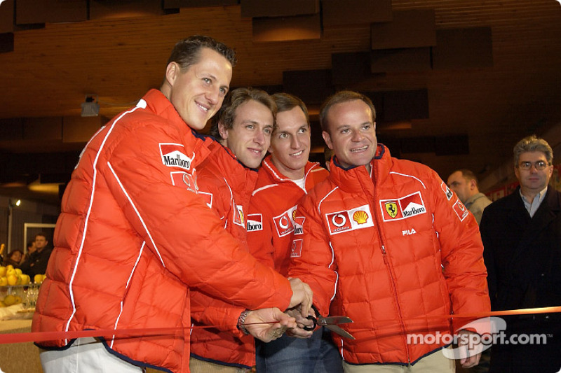 Opening ceremony: Michael Schumacher, Luca Badoer, Luciano Burti ve Rubens Barrichello