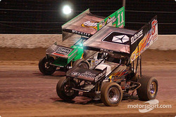 The racing Kinsers battled it out in the qualifying dash for the Silver State Shootout; #5 Mark Kinser won the qualifying dash and led every lap of the World of Outlaws feature while #11 Steve Kinser finished second in the dash and third in the feature