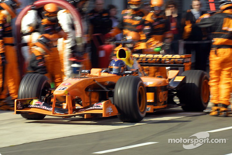 Pitstop simulation, Arrows: Heinz-Harald Frentzen leaving pit stop