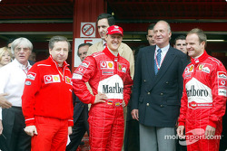 Bernie Ecclestone, Jean Todt, Michael Schumacher, el Rey Juan Carlos y Rubens Barrichello