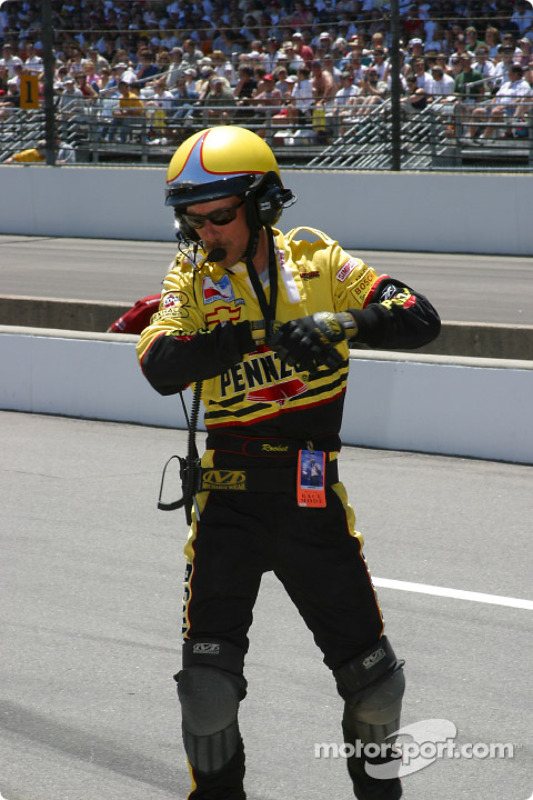 Kevin 'Rocket' Blanchard waiting for Sam Hornish Jr.