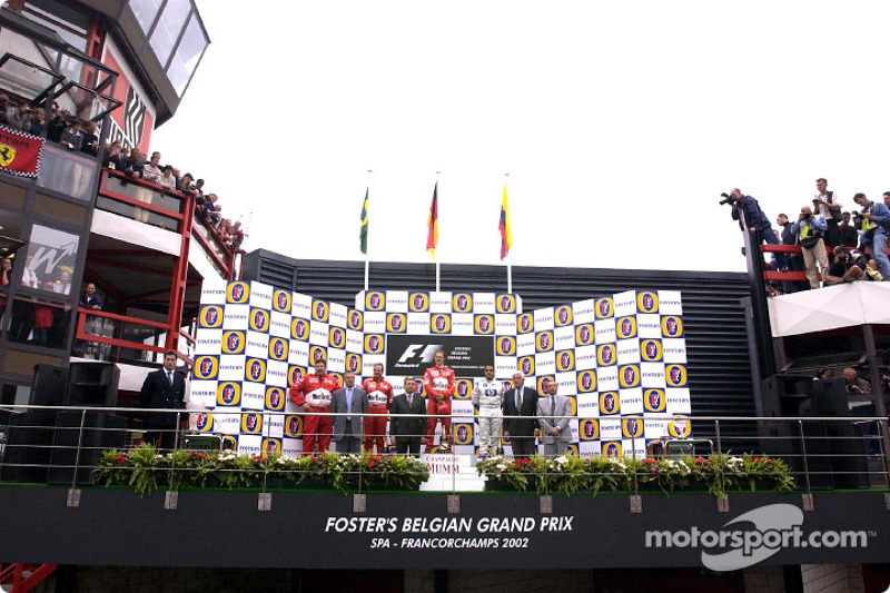 Podyum: Yarış galibi Michael Schumacher ve Rubens Barrichello ve Juan Pablo Montoya