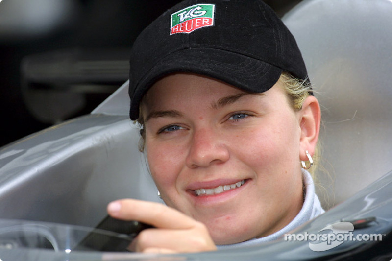 IRL driver Sarah Fisher did a demonstration run in the West McLaren Mercedes