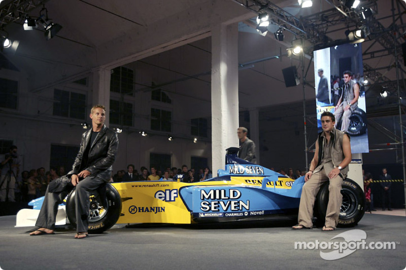 Fiesta de medios Spoon/Mild Seven RenaultF1: Jenson Button y Fernando Alonso