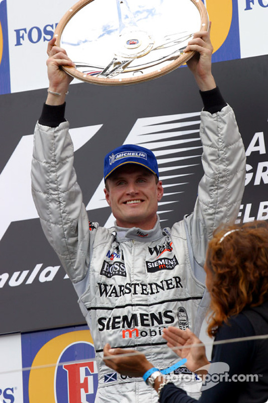 The podium: race winner David Coulthard