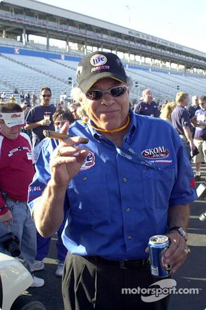 Don Prudhomme celebrates with a cigar and a Miller Lite, of course