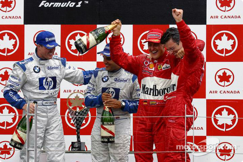 Podyum: Yarış galibi Michael Schumacher, Ralf Schumacher ve Juan Pablo Montoya