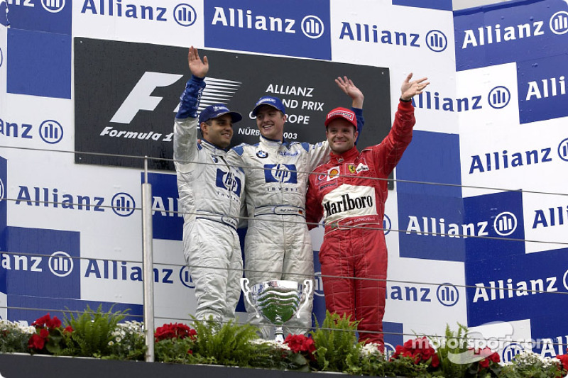 Podyum: Yarış galibi Ralf Schumacher, Juan Pablo Montoya ve Rubens Barrichello