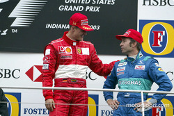 Pódio: Vencedor da prova Michael Schumacher com Heinz-Harald Frentzen