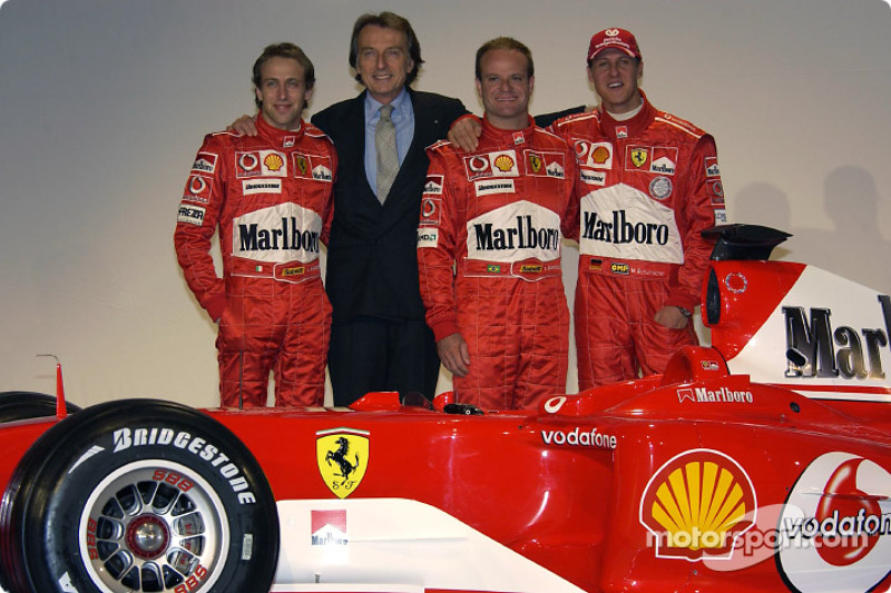 Luca Badoer, Luca di Montezemelo, Rubens Barrichello ve Michael Schumacher ve yeni Ferrari F2004