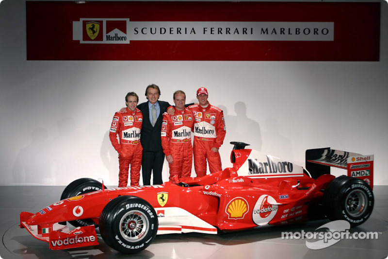Luca Badoer, Luca di Montezemelo, Rubens Barrichello ve Michael Schumacher ve yeni Ferrari F2004