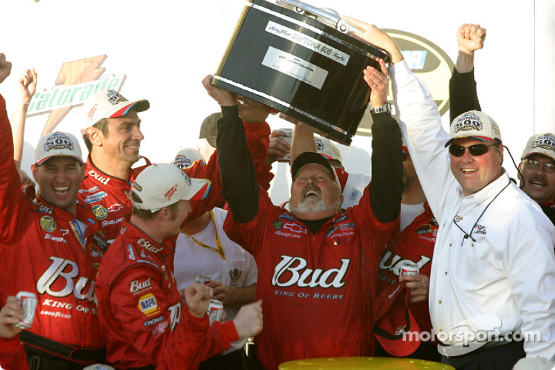 Crew chief Tony Eury celebrates with Dale Earnhardt Jr.