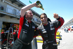 Zsolt Baumgartner celebrates 8th place finish with Paul Stoddart