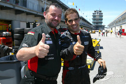 Zsolt Baumgartner celebrates 8th place finish with Paul Stoddart