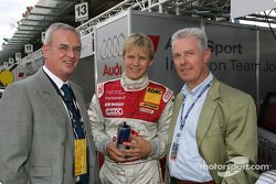 Dr Martin Winterkorn, Chairman of AUDI AG, with Mattias Ekström and Dr Werner Mischke (Lamborghini)