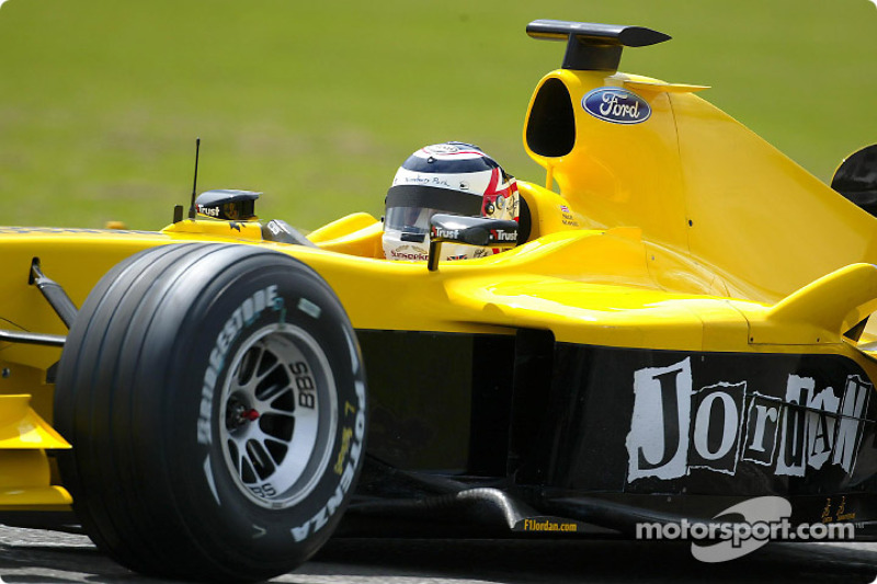 Nigel Mansell tests Jordan EJ14