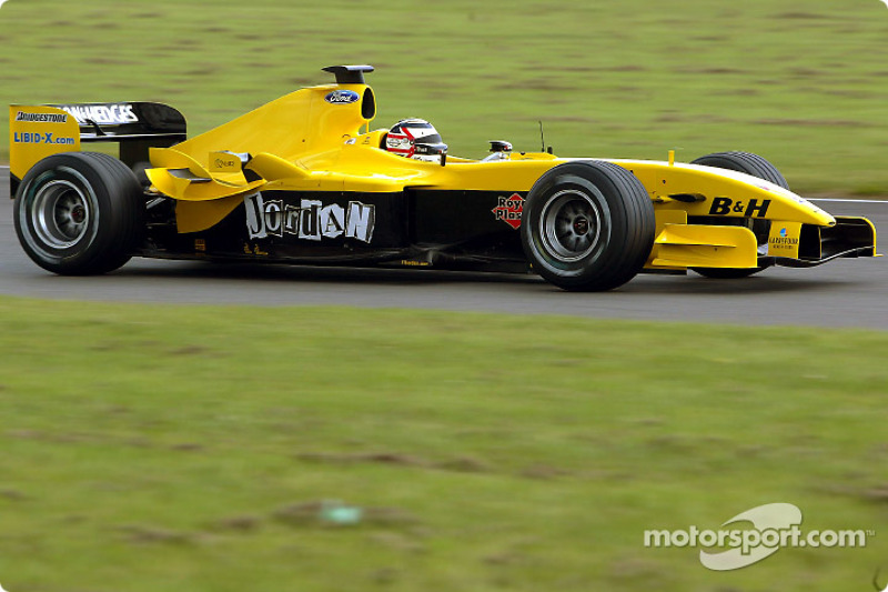 Nigel Mansell mengetes Jordan EJ14