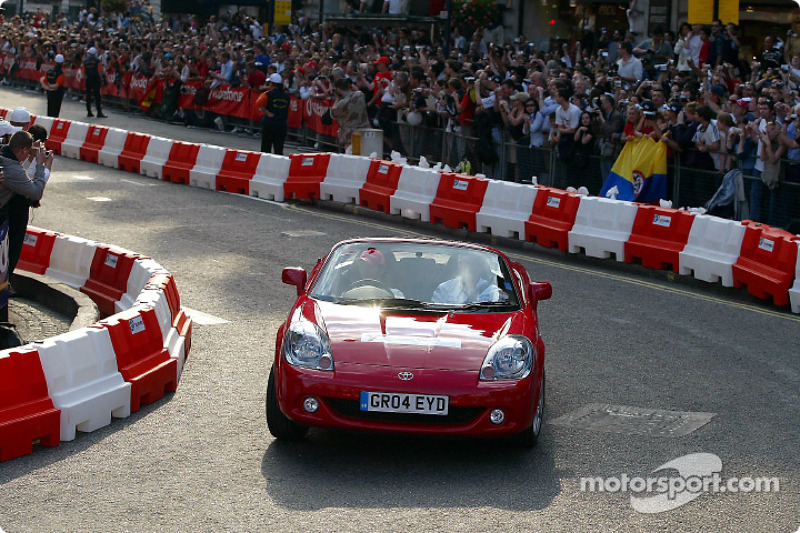 Cristiano da Matta drives the circuit in a Toyota MR2