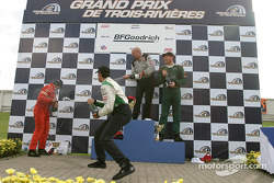 Podium: champagne for Paul Gentilozzi, Tomy Drissi, Tommy Kendall and Garrett Kletjian