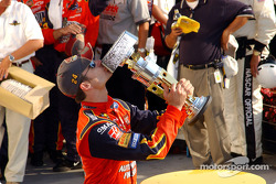 Victory lane: race winner Jeff Gordon celebrates