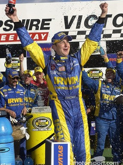 Victory lane: race winner Kurt Busch celebrates