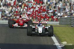 Jenson Button celebrates second place finish