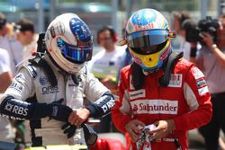 Rubens Barrichello, Williams F1 Team et Fernando Alonso, Scuderia Ferrari